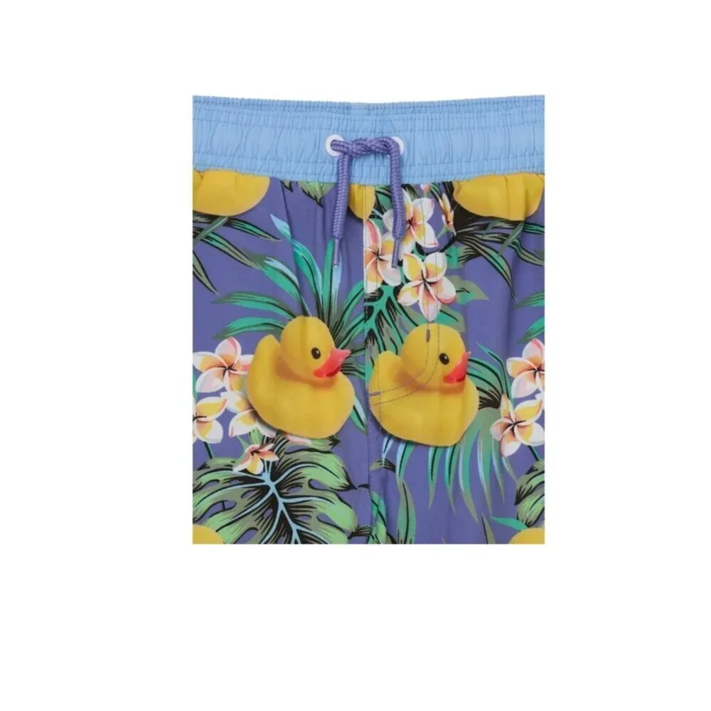 NEFF Men's M Board Shorts Rubber Duck Tropical Print Shorts Blue NWT